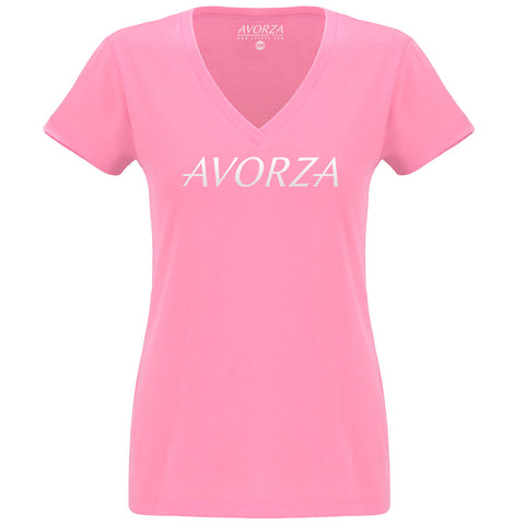 WTV2 Pink Deep V-Neck T-Shirt White Avorza