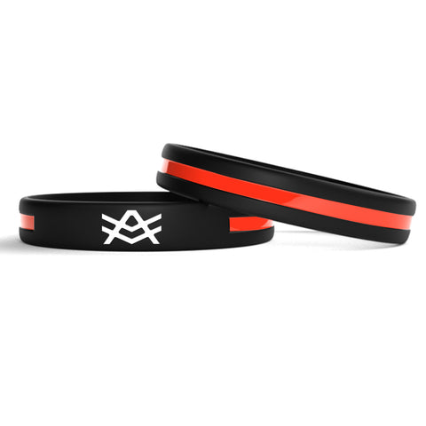 WB1 Silicone Wristband with a Thin Red Stripe Down the Middle
